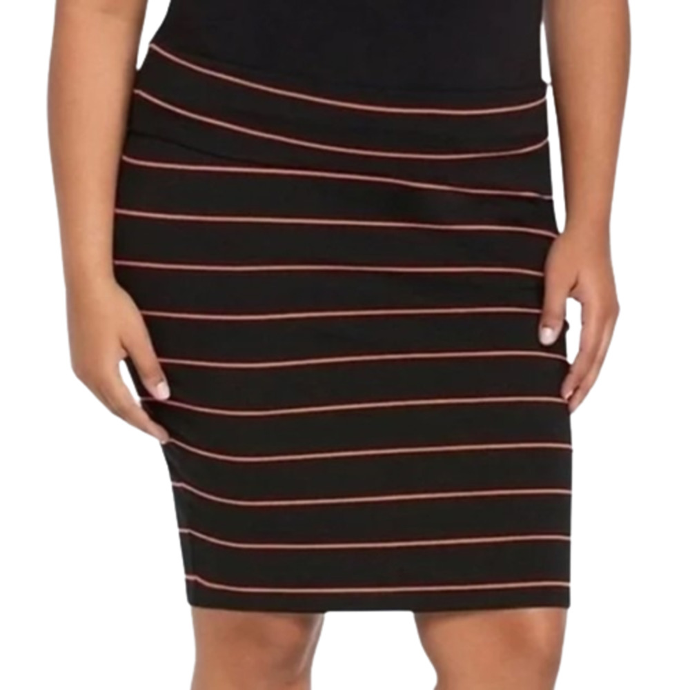 Torrid Black & Orange Stripe Jersey Knit Adjustable Length Skirt Plus Size 3X